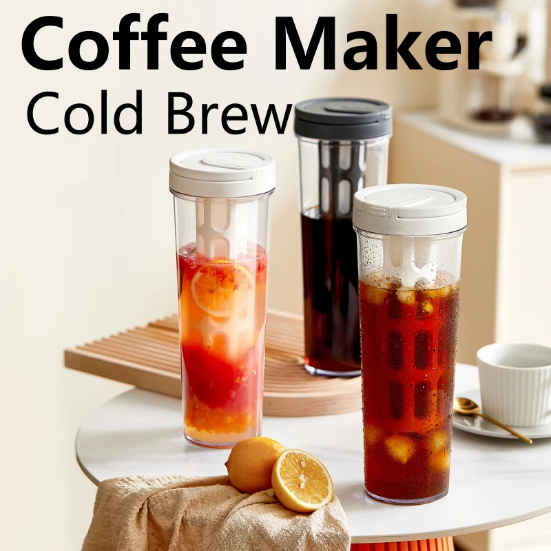 Coffee Equipment For Camping - 1L เครื่องชงกาแฟสกัดเย็นด้วยตนเองพร้อมที่จับขวดน้ําความจุสูงฤดูร้อนแบบพกพาน้ําผลไม้ชาผลไม้ Coffeeware หม้อ