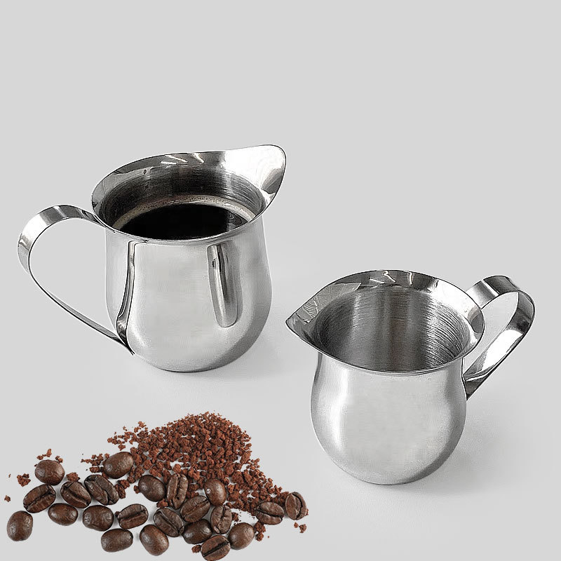 Espresso Shot Glass - เหยือกตีฟองนมกาแฟขนาด 2/3/5/7 ออนซ์ ทำจากเหล็ก สำหรับใส่ครีมเอสเพรสโซ พร้อมฝาปิดและพวยกา