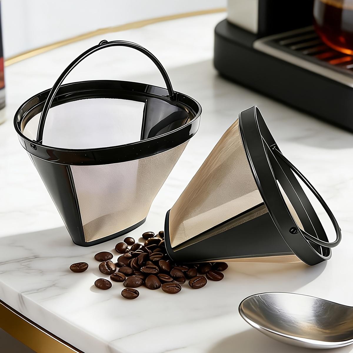 Coffee Equipment Pour Over - แผ่นกรองกาแฟแบบใช้ซ้ำได้ รูปทรงกรวย ทำจากโลหะ พร้อมอุปกรณ์เสริมสำหรับเครื่องชงกาแฟแบบดริป