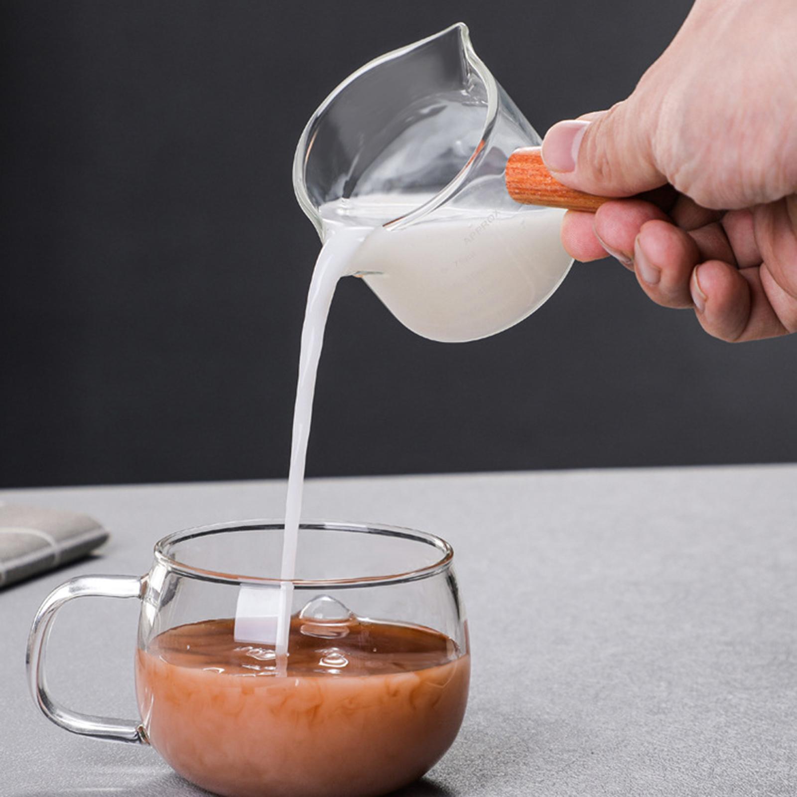 Espresso Shot Glass - แก้วตวงสองปาก ทำจากแก้วบอโรซิลิเกตใส ทนความร้อนสูง พร้อมด้ามจับไม้ สำหรับใช้ในครัว ชงกาแฟ